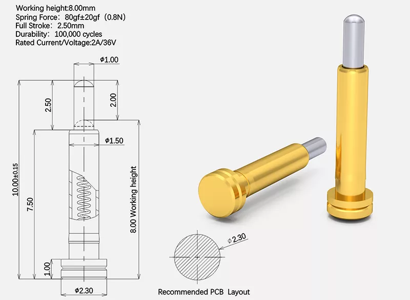 Flat bottom SMD/SMT Pogo Pin standard product10